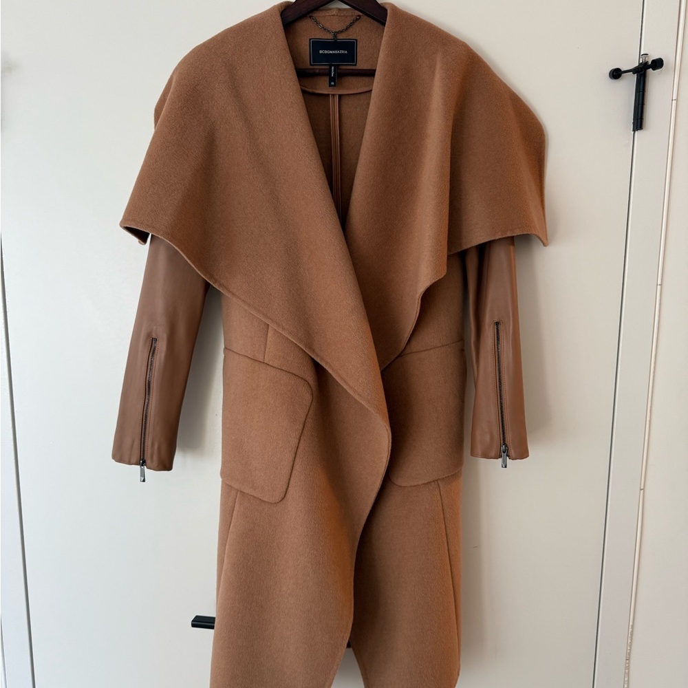 BCBGMaxAzria Tan Wool Cape Coat